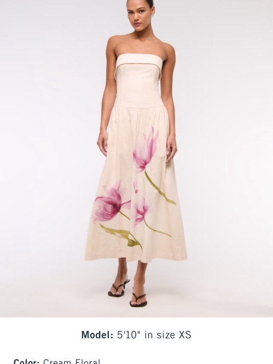 Abercrombie & Fitch Dresses & Skirts - Abercrombie & Fitch Cream Strapless Floral Maxi Dress with Pink Accents